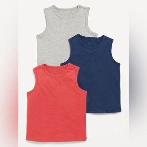 🆕 3-Pack Old Navy Toddler Boy's Tank Top Shirts Tops Red Grey Blue Summer 2T